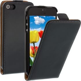 FLIP калъф за iPhone 5 Естествена кожа Black