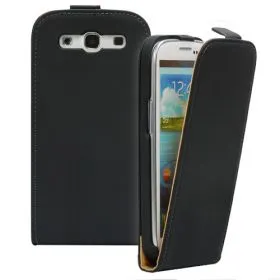 FLIP калъф за Samsung Galaxy S3 i9300 Естествена кожа Black