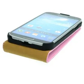 FLIP калъф за Samsung Galaxy S4 i9500 Естествена кожа Pink