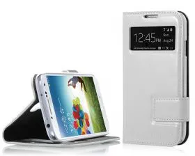 Blumax PU Wallet Booksytle Case with Window S4 White