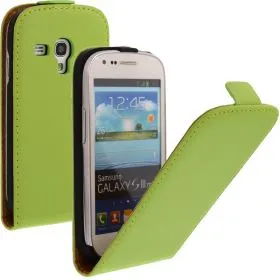 FLIP калъф за Samsung Galaxy S3 mini Естествена кожа Green