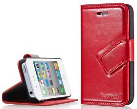 Blumax PU Wallet Bookstyle Case iPhone 4 4S Red