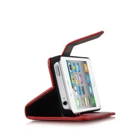 Blumax PU Wallet Bookstyle Case iPhone 4 4S Red