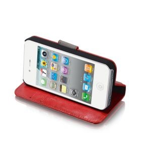 Blumax PU Wallet Bookstyle Case iPhone 4 4S Red