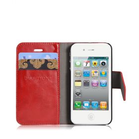 Blumax PU Wallet Bookstyle Case iPhone 4 4S Red