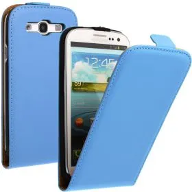 FLIP калъф за Samsung Galaxy S3 i9300 Естествена кожа Blue