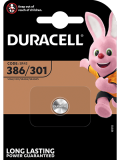 Батерия за часовник 301 | 386 - SR43SW - Duracell D386 - 1.55V