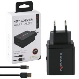 Зарядно за телефон от 220V към USB-A 3.0A + Micro USB кабел