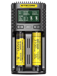 Интелигентно бързо зарядно за Li-Ion батерии 18650 Nitecore UMS2 с LCD