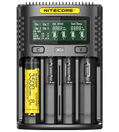 Интелигентно бързо зарядно за Li-Ion батерии 18650 Nitecore UMS4 с LCD