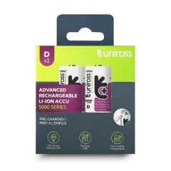 Акумулаторни батерии D Li-Ion Uniross 1.5V 5000 mAh + USB Type C